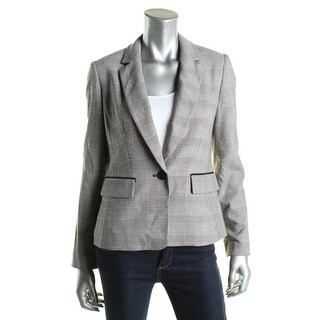 Shop Nine West Womens One Button Blazer Houndstooth Elbow Patches