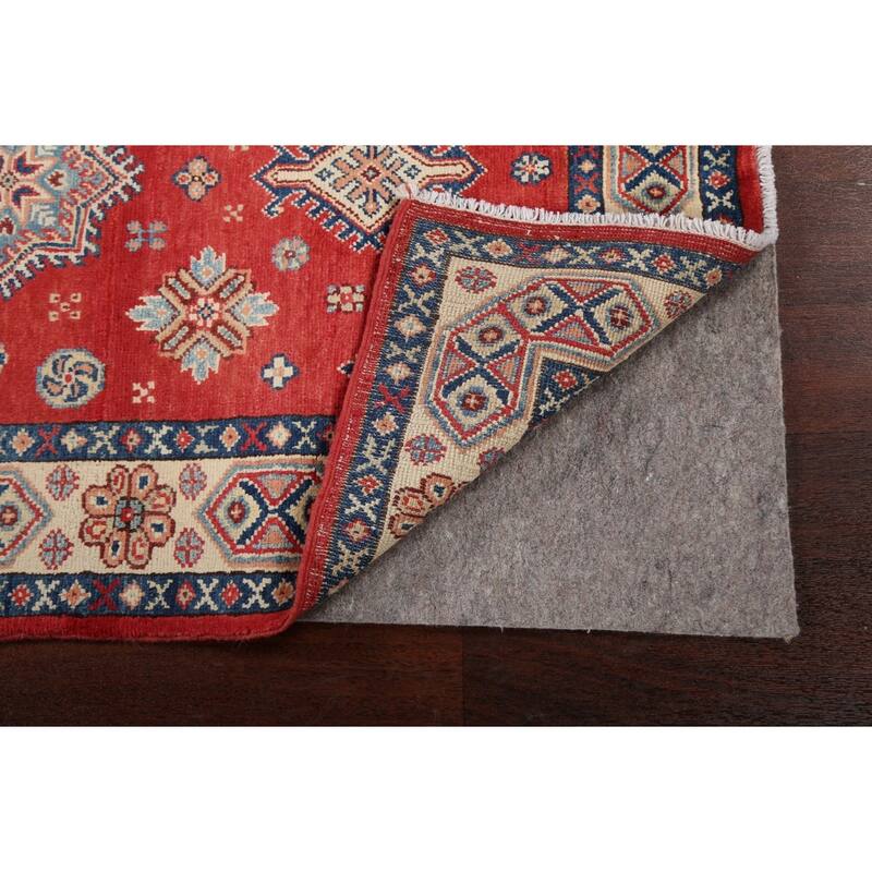 Hand Knotted Oriental 100% Wool Carpet Traditional Geometric Red Kazak Area Rug - 5' 0'' X 3' 1''