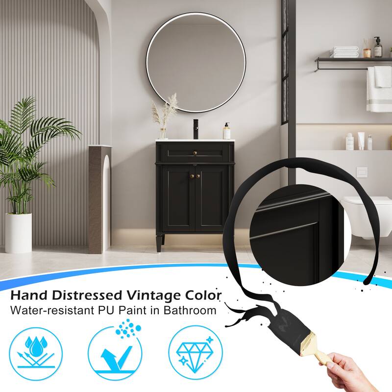 Retro Bathroom Vanity W/ Drop in Sink Combo Cabinet Set