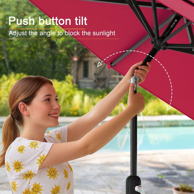 LIVOOSUN 9ft Patio Umbrella Outdoor Table Umbrella with Tilt and Crank