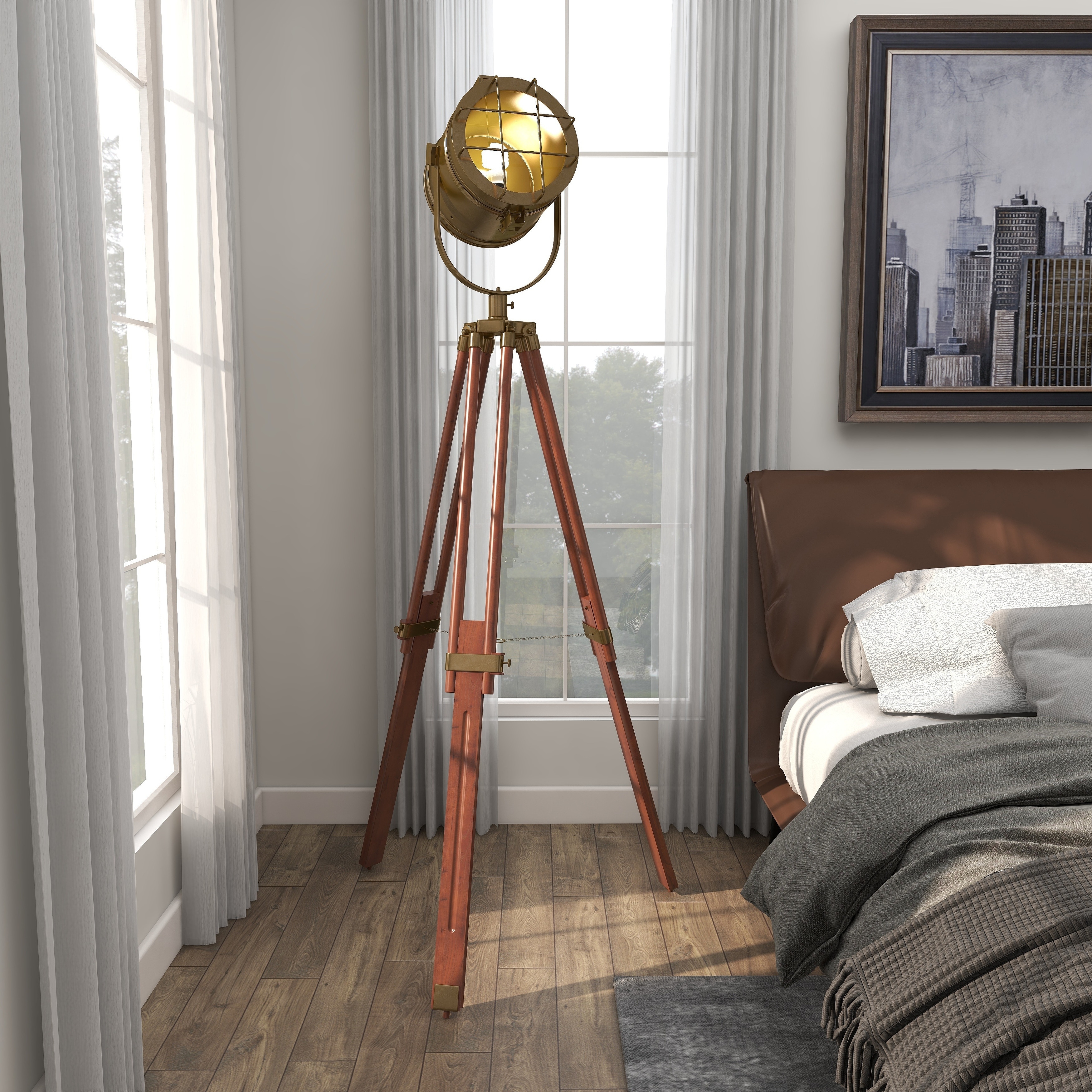 Brass spotlight floor lamp cheap