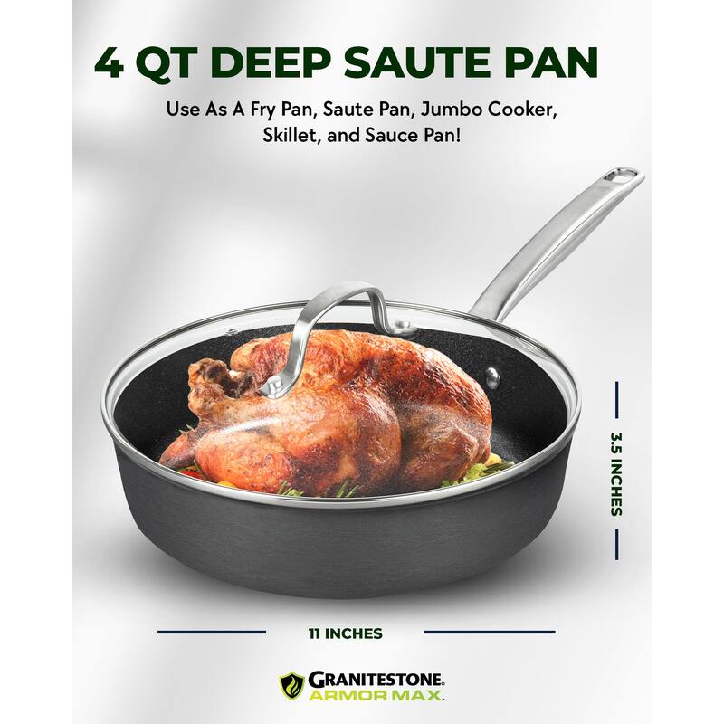 Granitestone Armor Max 4 Qt Deep Saute Pan with Lid Bed Bath & Beyond