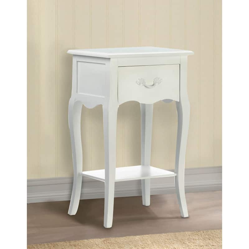 25.5" Winter White Contemporary Rectangular Accent Table