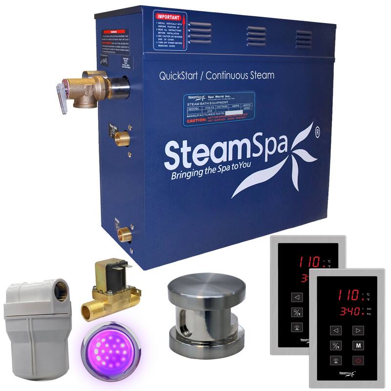 SteamSpa Royal 4.5 KW QuickStart Acu-Steam Bath Generator Package with - Brushed Nickel