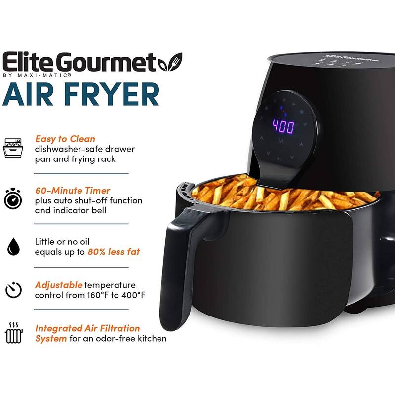 Elite Gourmet 5.3 Qt. Digital Air Fryer Black
