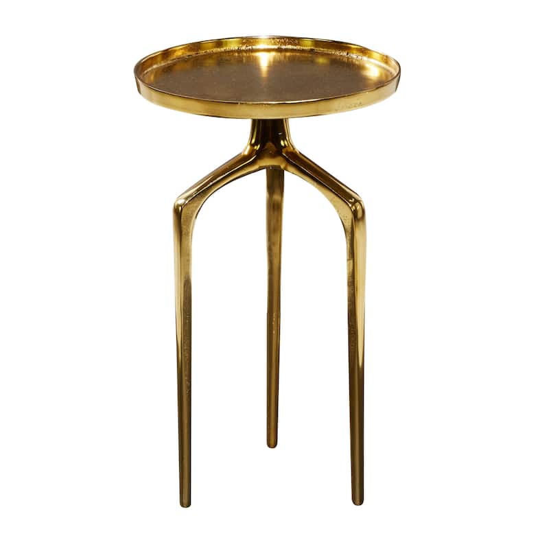 Aluminum Metal Tray Inspired Top Accent Table with 3 Tripod Legs - Gold, Silver or Black - Roche River Decor - Gold - 22"H