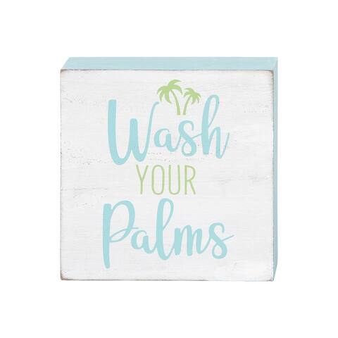 Wash Your Palms Wood Block Shelf Sitter