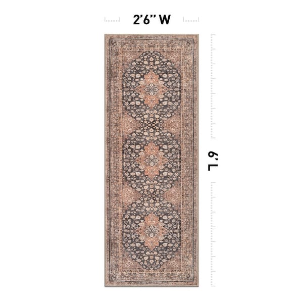 dimension image slide 8 of 27, Traditional Flat Pile Washable Rug – Pet Friendly, Non-Slip, Ideal for Living Room, Entryway, or Bedroom
