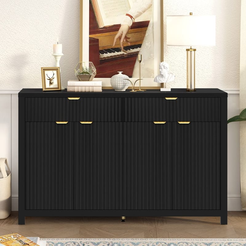 55.1" Modern Sideboard Cabinet with Adjustable Shelves and Aluminum Handles for Stylish Home Storage Solutions