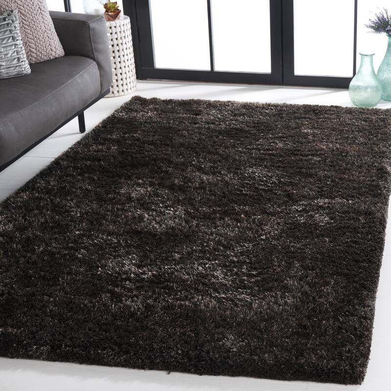 SAFAVIEH Handmade South Beach Jayla Shag Solid Polyester Rug - 5' x 8' - Charcoal
