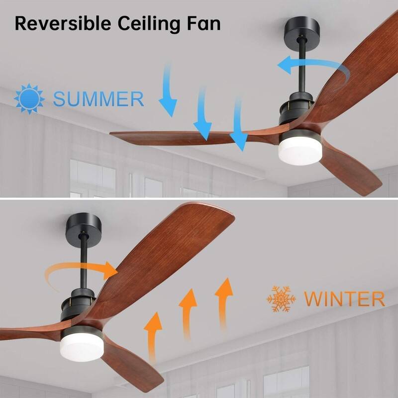 60" Black & 52" White Ceiling Fans with LED Light & Reversible DC Motors