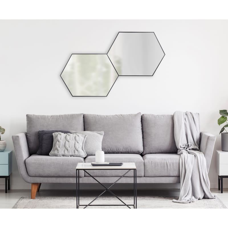 Kate and Laurel Rhodes Framed Mid-century Hexagonal Wall Mirror