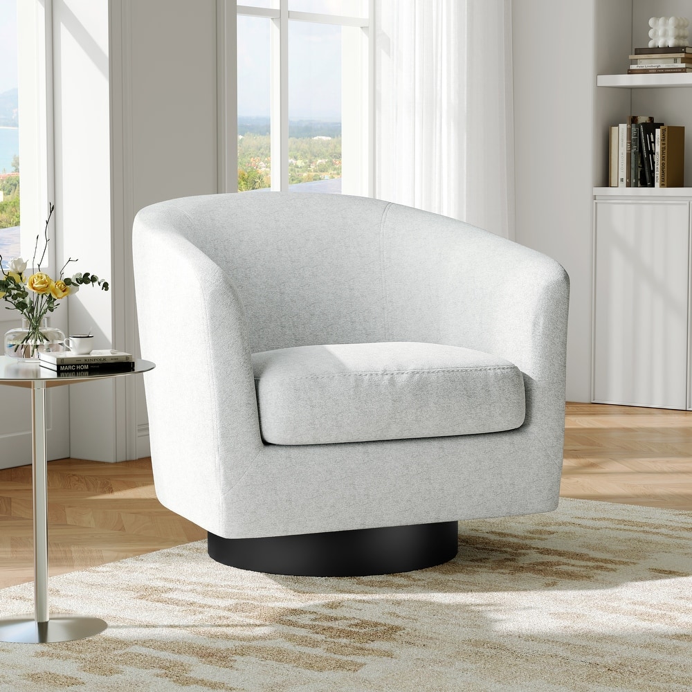 Modern Soft Upholstered Chenille Swivel Barrel Chair