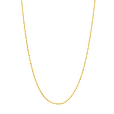 Curata 14k Yellow Gold 1.05mm Diamond Cut Wheat Chain Necklace (Lobster)