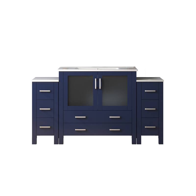 Volez Bath Vanity with Side Cabinets, Ceramic Top & Sink