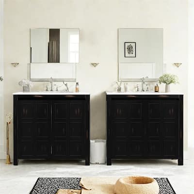 72" Bathroom Vanity Set with Double Vanities (Separate),Ceramic Sinks