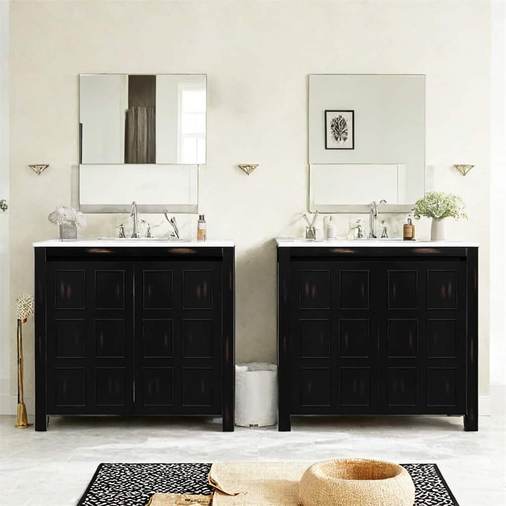 72" Bathroom Vanity Set with Double Vanities (Separate),Ceramic Sinks