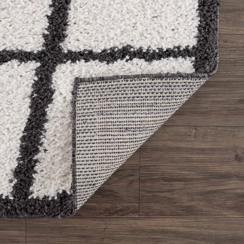 Hauteloom Brad Shaggy High Plush Pile Abstract Striped Area Rug