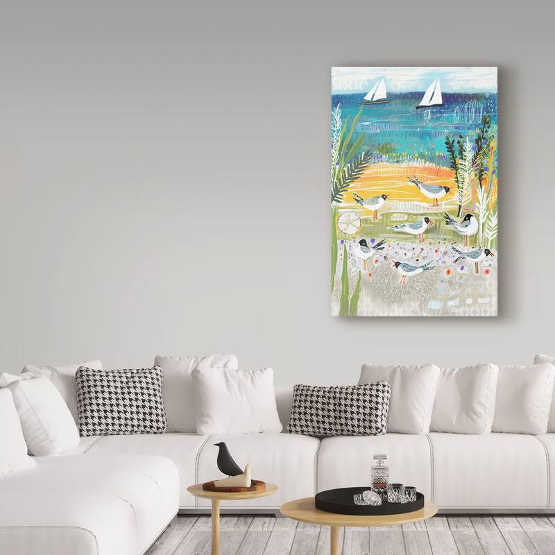 Karen Fields 'Birds At Shore' Canvas Art