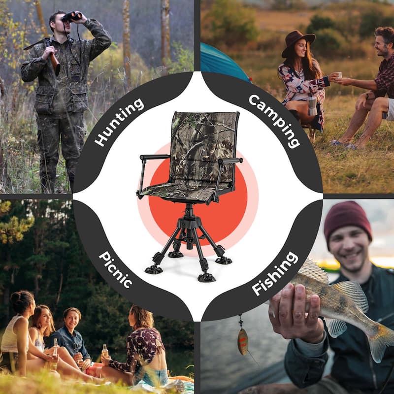 Goplus Swivel Hunting Chair with 4 360° Adjustable Legs Folding Silent - See Details