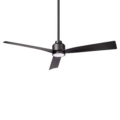 Clean Indoor and Outdoor 3-Blade 54in Smart Compatible Ceiling Fan in Matte Black with 3000K LED Light Kit and Remote Control