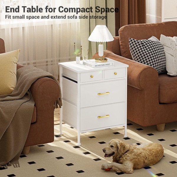 Fabric Nightstand with 4 Drawers, Small Dresser for Bedroom, Living Room -  Bed Bath & Beyond - 39889034