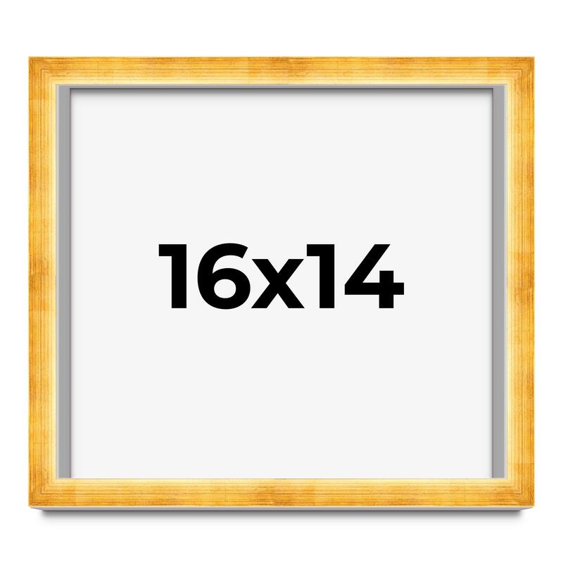 16x14 Shadow Box Frame Gold | 1.625 Inches Deep Real Wood Traditional
