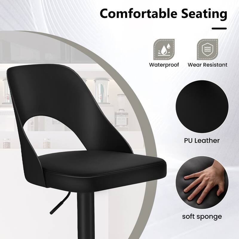 Gymax Bar Stools Set of 4 w/Enlarged PU Leather Seat Footrest Swivel