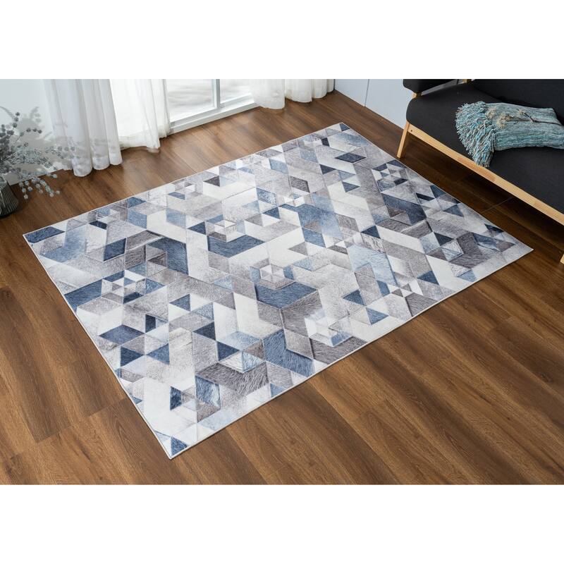 Capri Collection Patterned Faux Cowhide Printed Rug