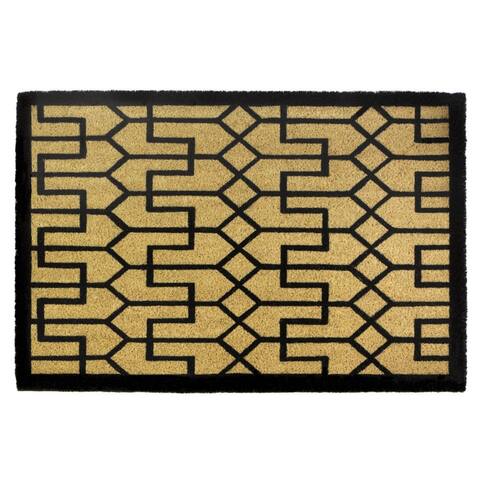 16" x 23" Beige and Black Contemporary Doormat