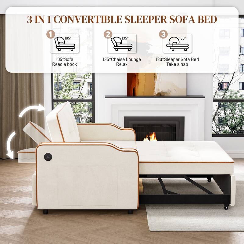 Ouyessir 3 in 1 Multi-Functional Convertible Sleeper Sofa Bed