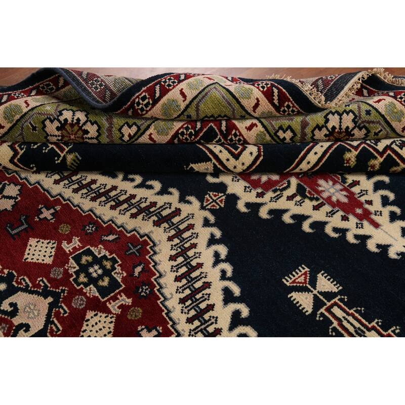 Dark Navy Blue Heriz Serapi Oriental Large Rug Handmade Wool Carpet - 9'8"x 13'10"