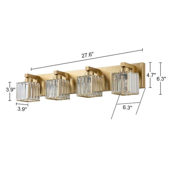 dimension image slide 11 of 14, 2/3/4/5 Light Bathroom Vanity Light Wall Sconce with Crystal Shade
