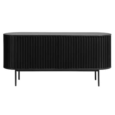 Rye Studio Contemporary Black Oak Sideboard with Sliding Doors - 17.75"W x 63"L x 28.75"H