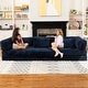 preview thumbnail 100 of 179, Jaxx Unsofa Modular Convertible Sectional Sofa with Fold Out King Sleeper Bed 3-Seat Sofa. - Faux Fur Midnight Blue