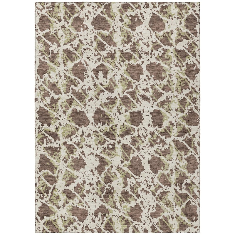 Machine Washable Indoor/ Outdoor Abstract Modern Chantille Rug