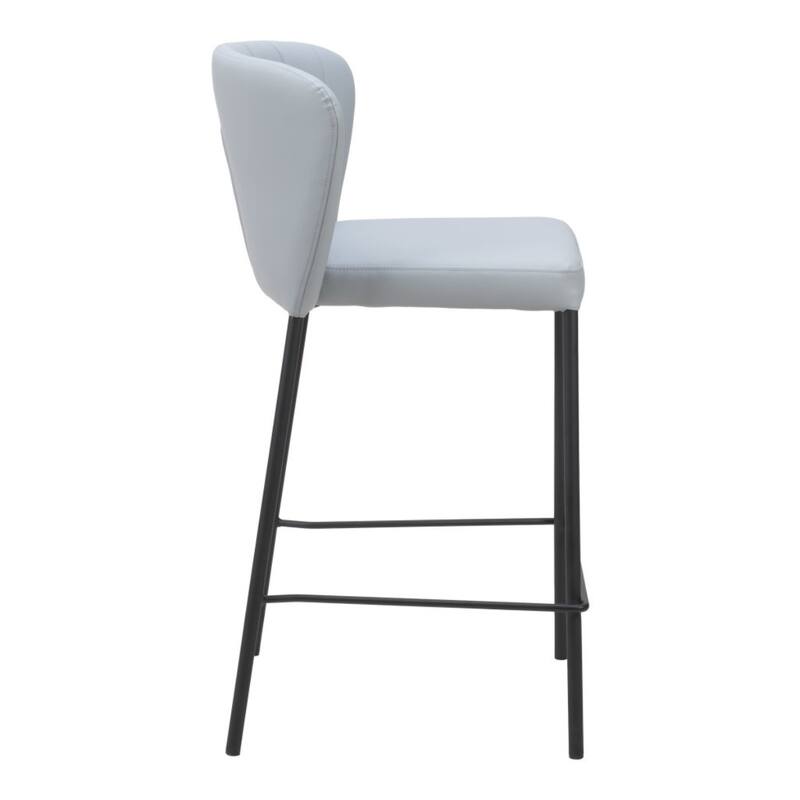 Set of 2 Armless Faux Leather Seat Counter Height Chairs with Full Back and Powder Coated Frame - 35”H x 18.9”W x 19.7”D