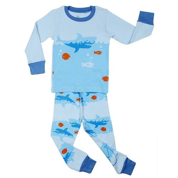 Shop Elowel Baby Boys Blue Shark Print Zipper Footed Pajama