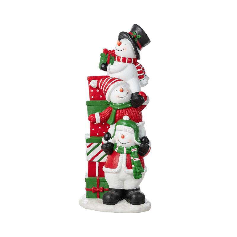 Glitzhome 35.25"H Christmas Resin Stacked Snowman Porch Decor