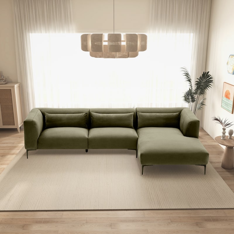 Savenoy Japandi Style L-Shaped Fabric Upholstered Sectional