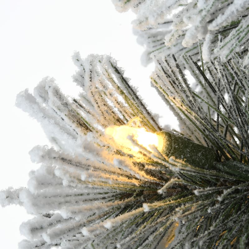 National Tree Company 5 ft. Snowy Pogue Pine Entrance Tree with LED Lights - 5 Foot