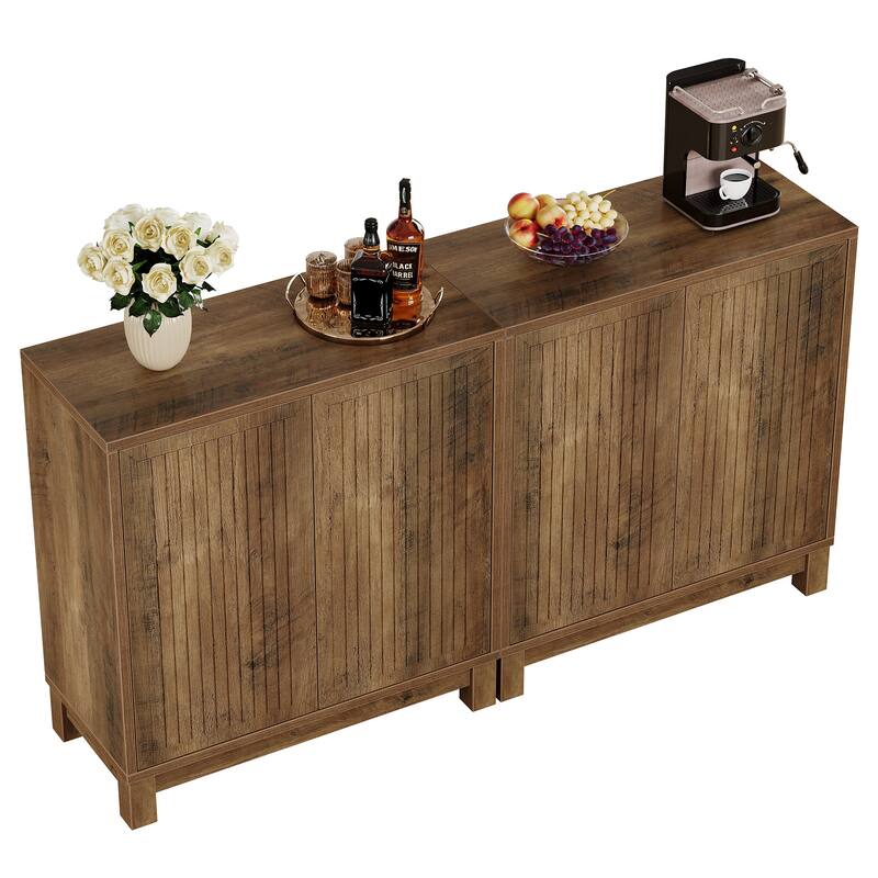 Wood Sideboard Buffet Cabinet, Coffee Bar Media TV Console Storage Cabinet for Living Room Dining Room Hallway