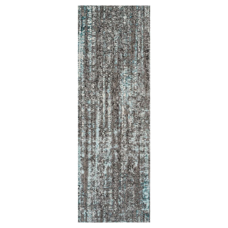 Savannah Elle Aqua Blue/Gray/Ivory Polyester Area Rug