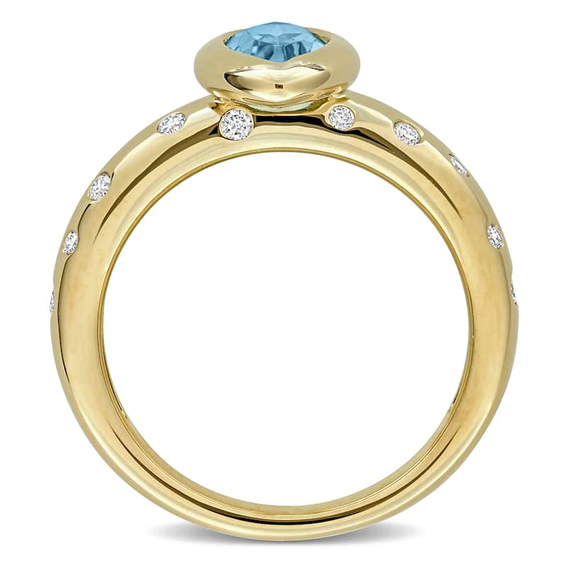 Miadora Gemstone and 1/4ct TDW Diamond Ring in 10k Yellow Gold