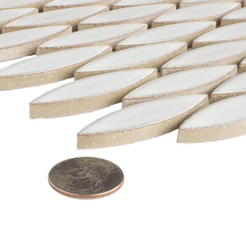 Merola Tile Pescado Glossy Cloud White 12" x 12-1/2" Porcelain Floor and Wall Tile