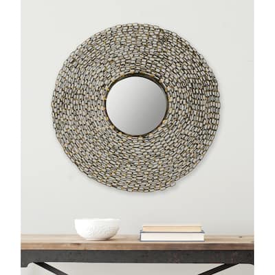 SAFAVIEH Assija Chain Link Natural 24-inch Round Decorative Mirror - 24" x 3.5" x 24" - 24Wx4Dx24H