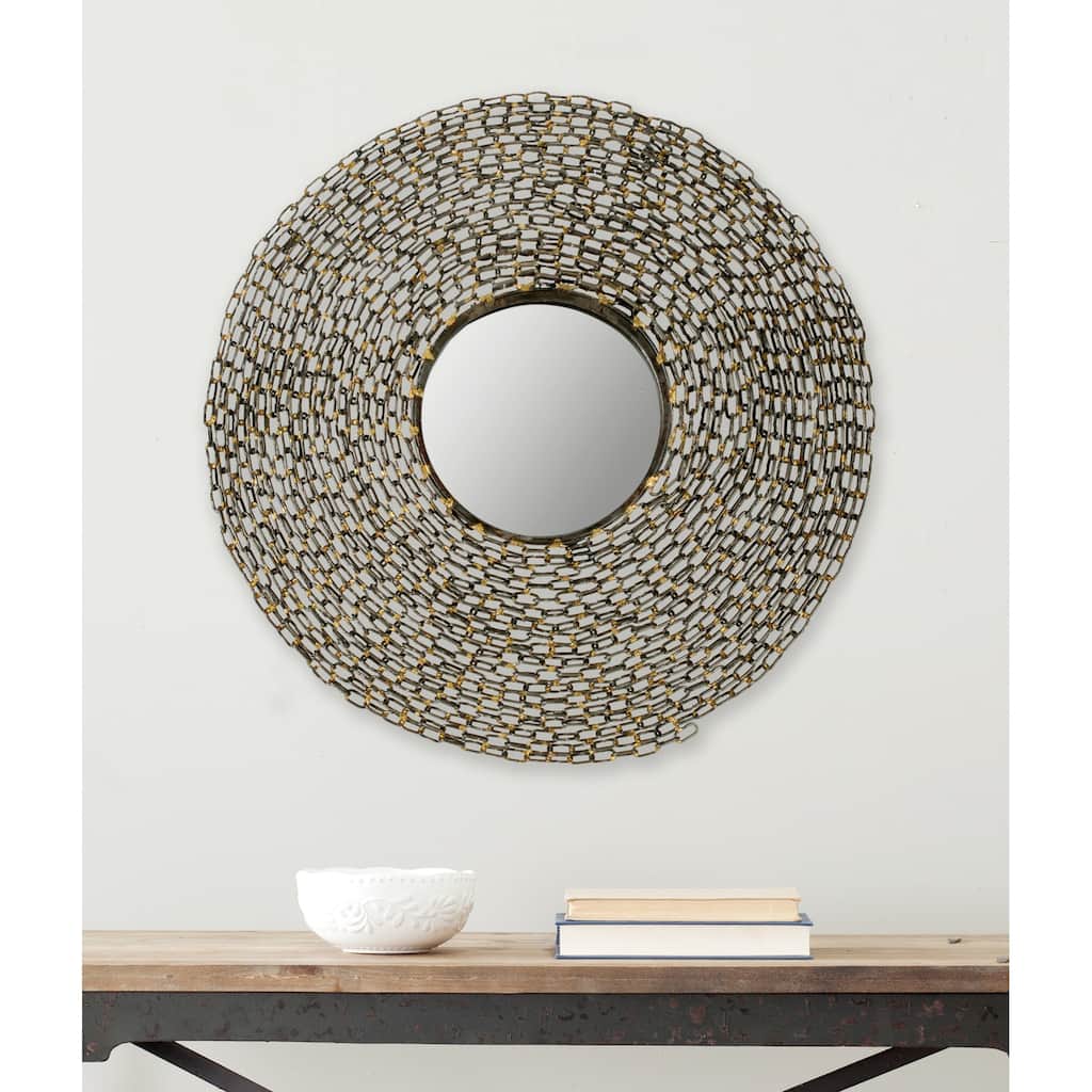SAFAVIEH Assija Chain Link Natural 24-inch Round Decorative Mirror - 24" x 3.5" x 24" - 24Wx4Dx24H