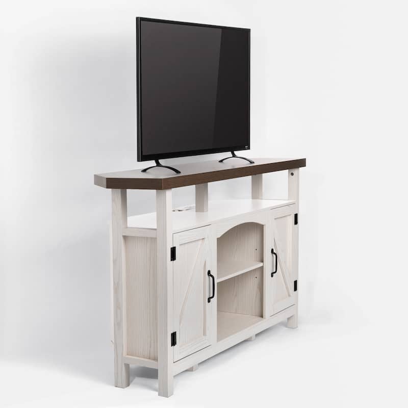 Farmhouse Corner TV Stand for TVs up to 60", Entertainment Center with Storage Cabinets - 31.81'' H X 54.02'' W X 15.35'' D