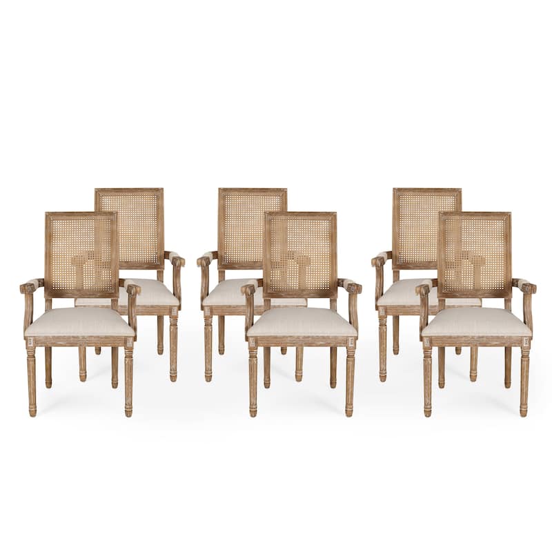 Maria Wood and Cane Upholstered Dining Chair by Christopher Knight Home - 23.75" L x 23.75" W x 39.75" H