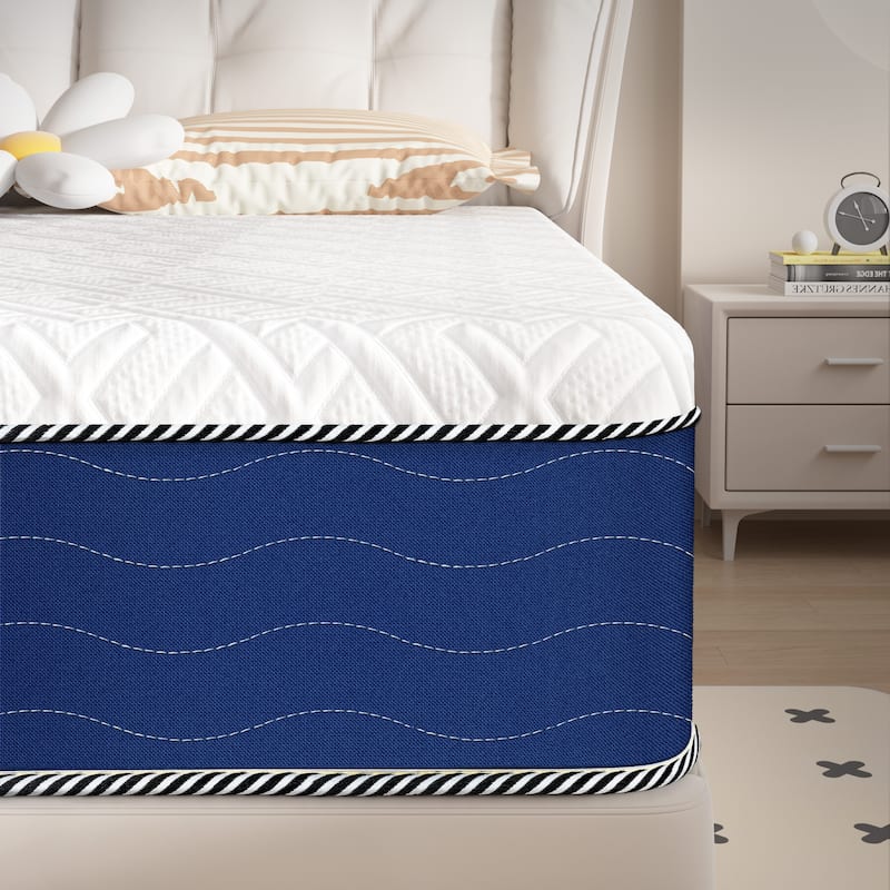 12inch Medium Firm Gel Memory Foam Mattress - White/Blue - King